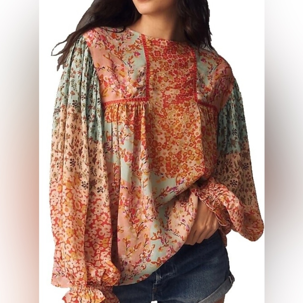 Anthropologie Blnk Floral Bohemian Blouse